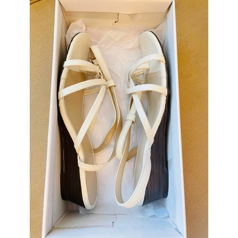 FIND Women's Asymmetric Toe-Thong Wedge Sandal, Off-White, 9.5 US - Picture 2 of 3